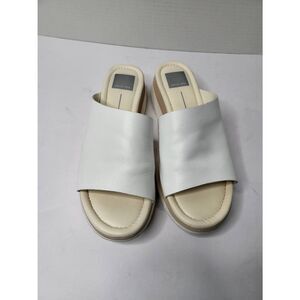 Dolce Vita Milo White Leather Platform Wedges Slides Sandals Women’s 8M